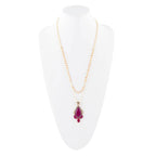 Neims Pink Carnelian Golden Pendant Necklace by Barse Jewelry