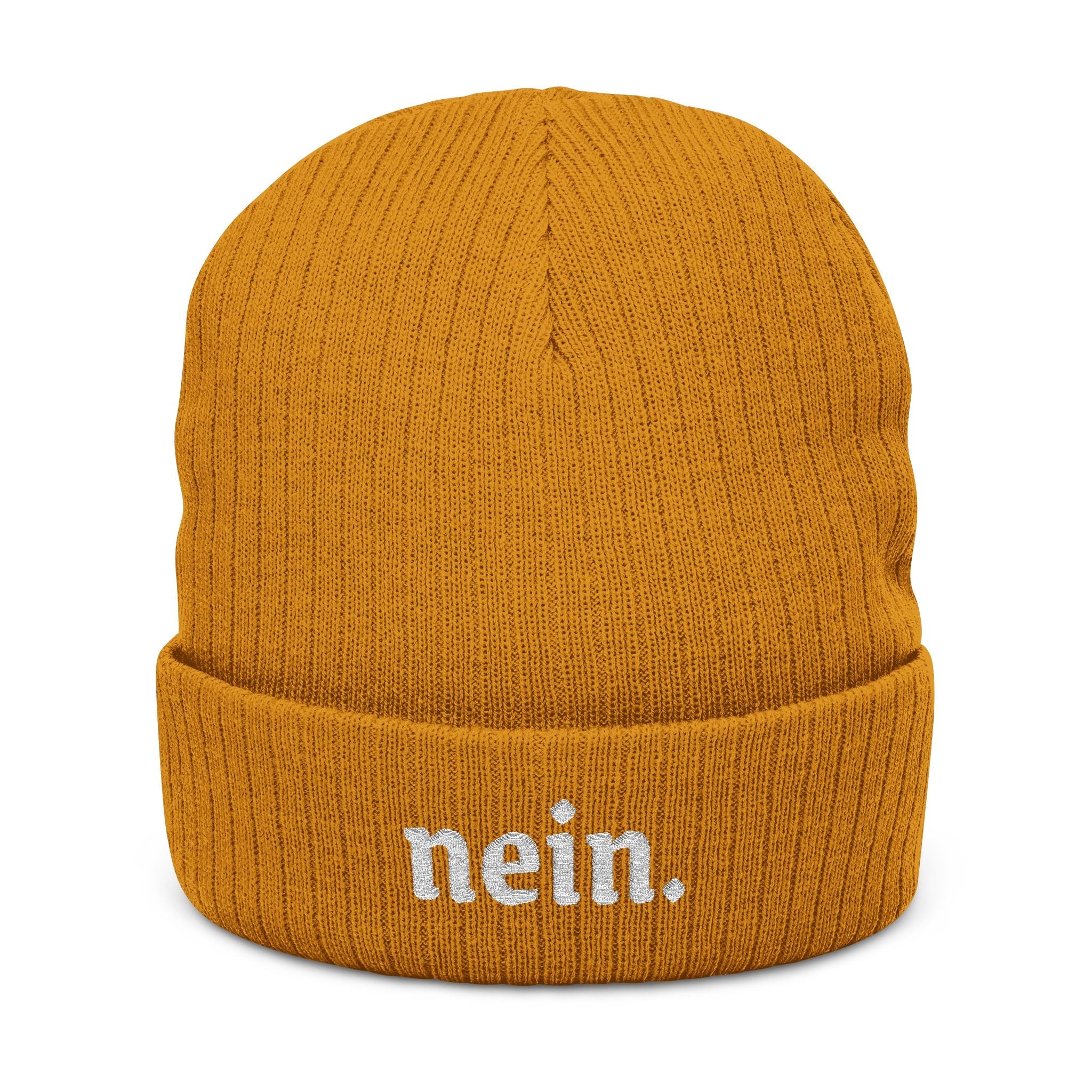 Nein Embroidered Ribbed Beanie — Cozy Black Knit Winter Hat for German speaker gifts Hats La Vie Bien Nein Embroidered Ribbed Beanie — Cozy Black Knit Winter Hat for German speaker gifts