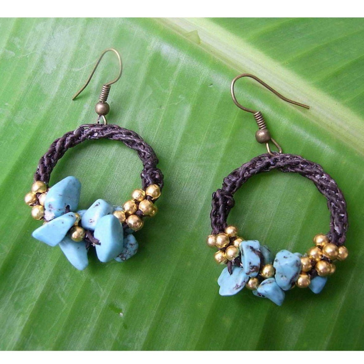 Neptune Wax Chord and Stone Earrings - Thailand Jewelry La Vie Bien Neptune Wax Chord and Stone Earrings - Thailand