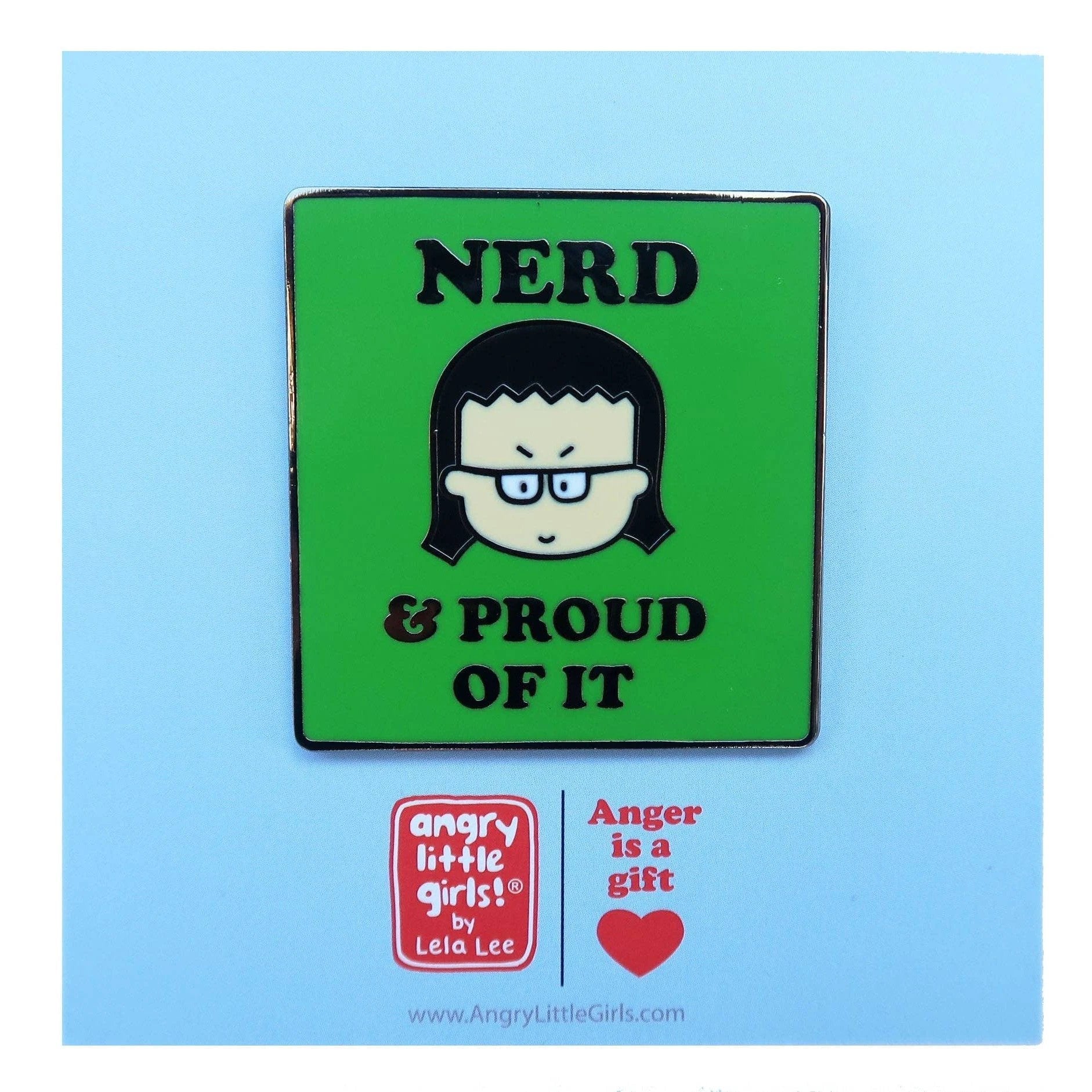 "Nerd & Proud Of It" Square Enamel Pin in Green | Lapel Pin Badges Pin La Vie Bien "Nerd & Proud Of It" Square Enamel Pin in Green | Lapel Pin Badges