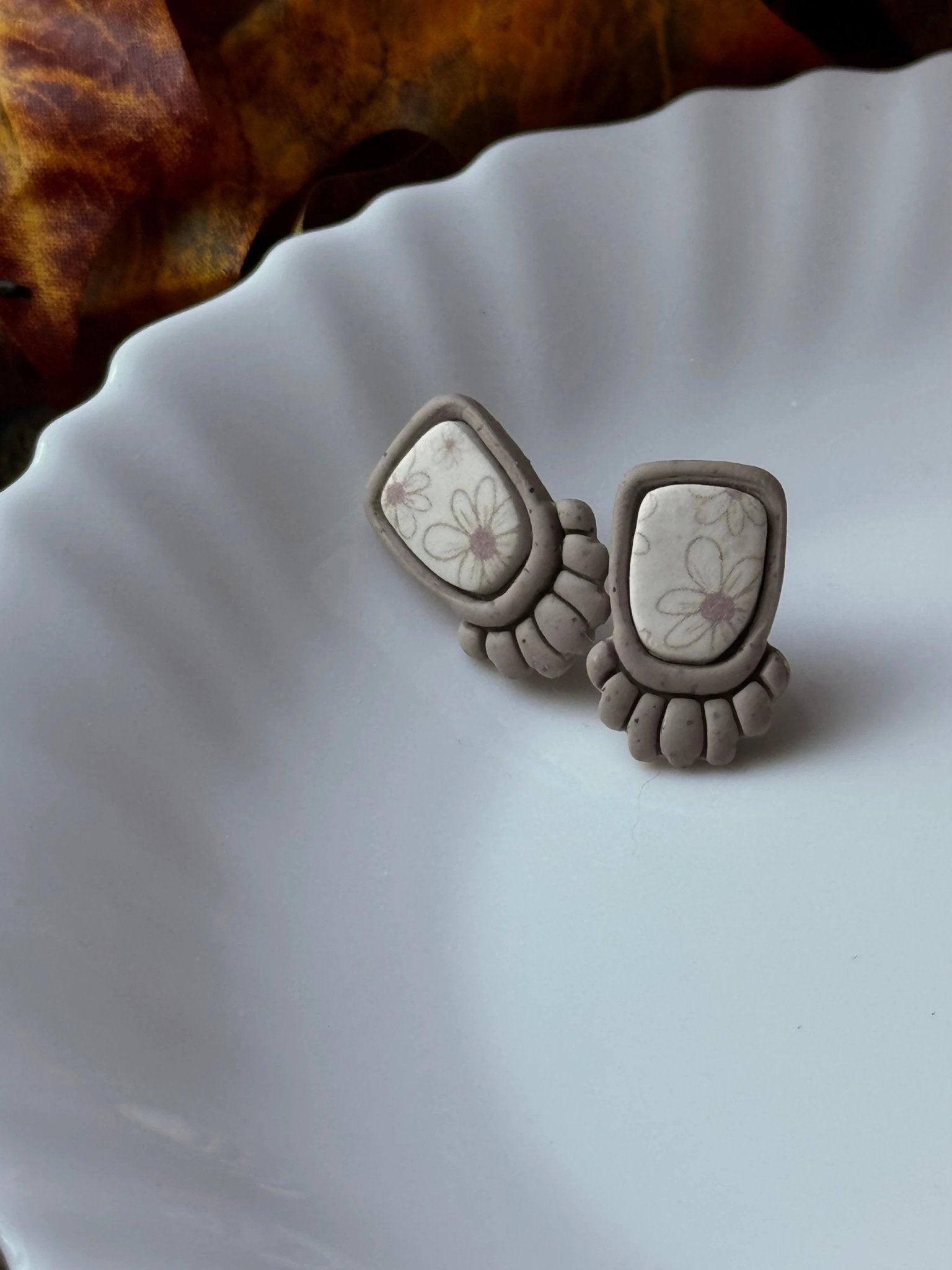 Neutral Daisy Bezel Studs by Shop Something Earthy