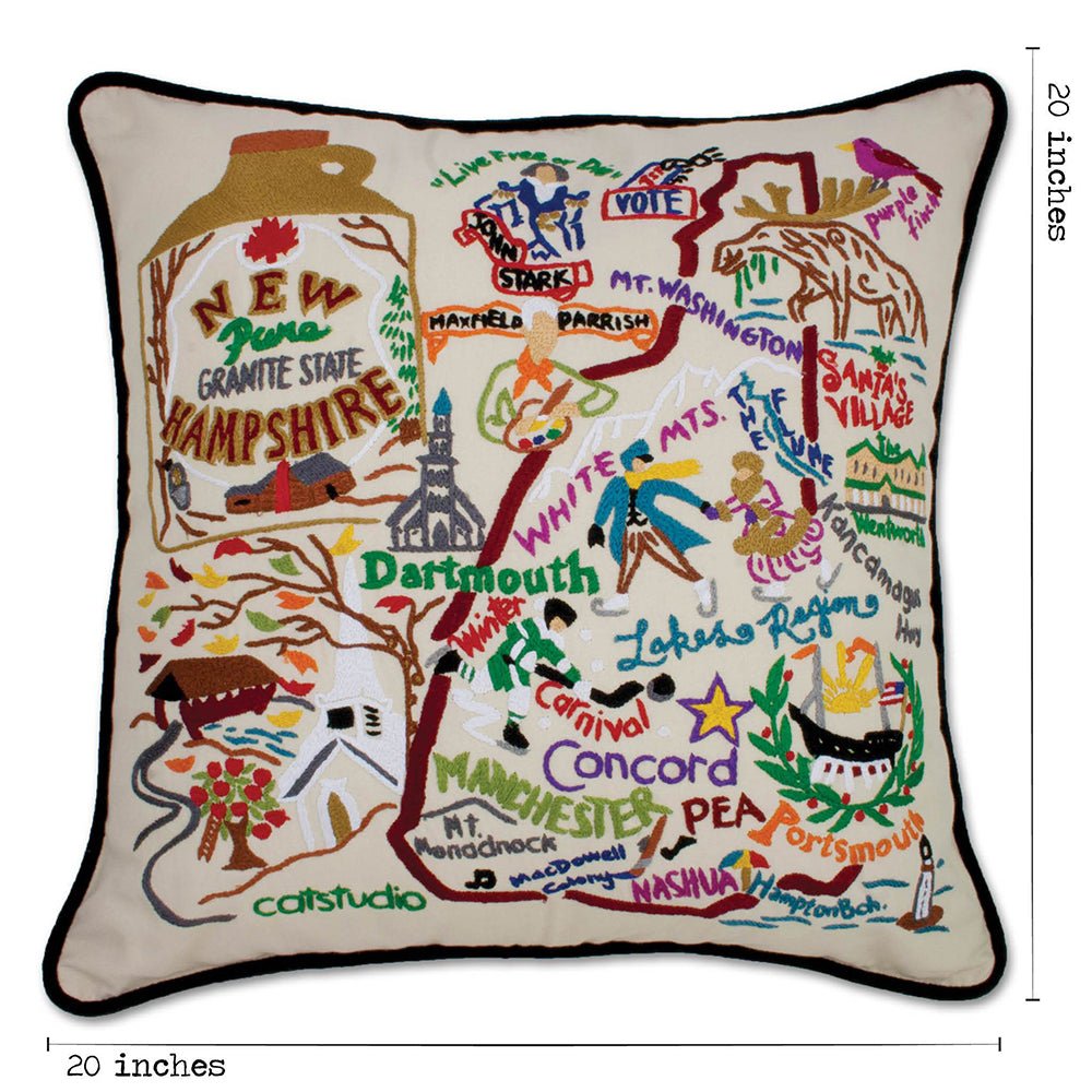 New Hampshire Hand - Embroidered Pillow Pillows La Vie Bien New Hampshire Hand - Embroidered Pillow
