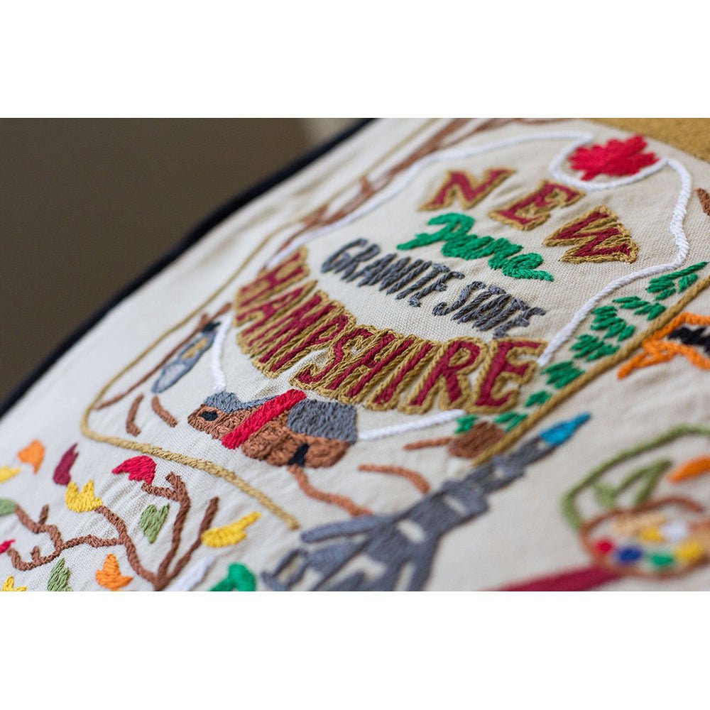 New Hampshire Hand - Embroidered Pillow Pillows La Vie Bien New Hampshire Hand - Embroidered Pillow