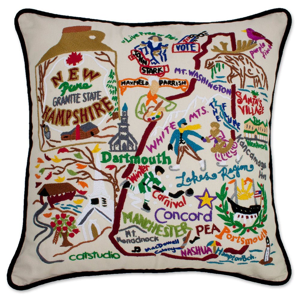 New Hampshire Hand - Embroidered Pillow Pillows La Vie Bien New Hampshire Hand - Embroidered Pillow