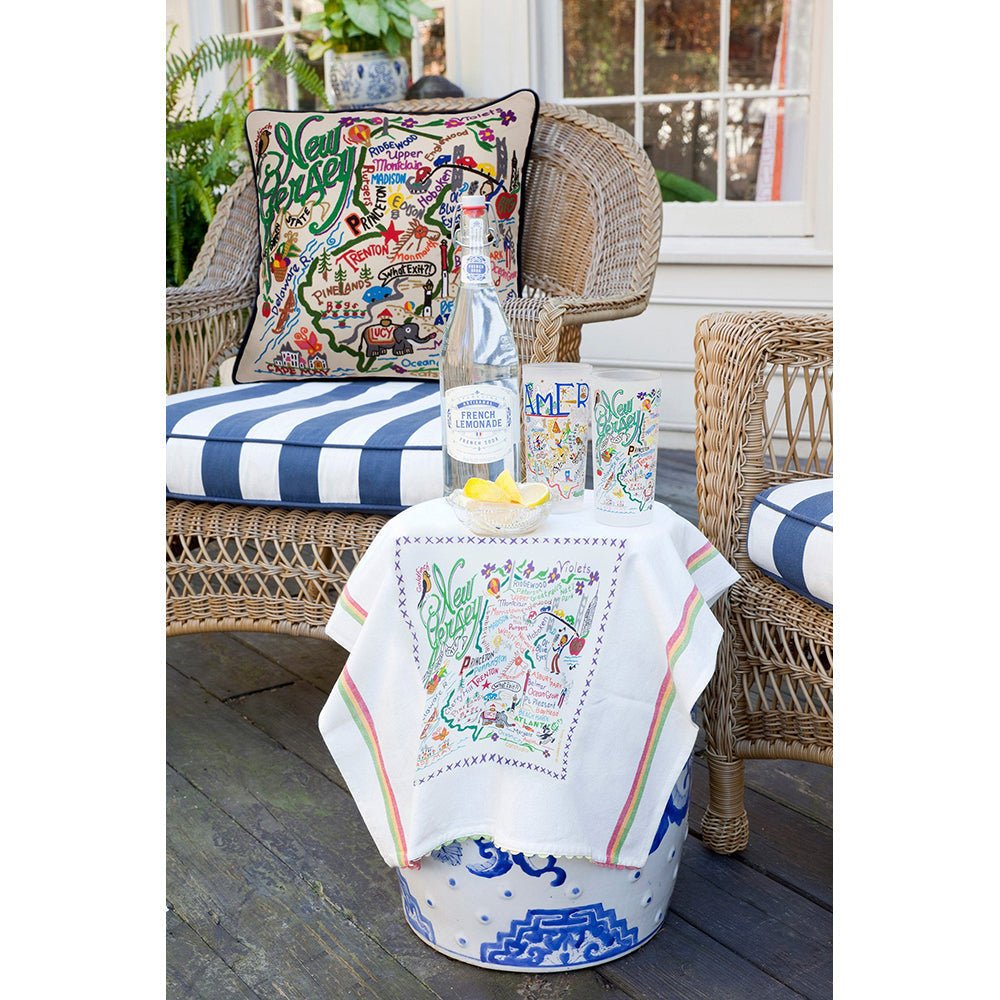 New Jersey Hand - Embroidered Pillow Pillows La Vie Bien New Jersey Hand - Embroidered Pillow