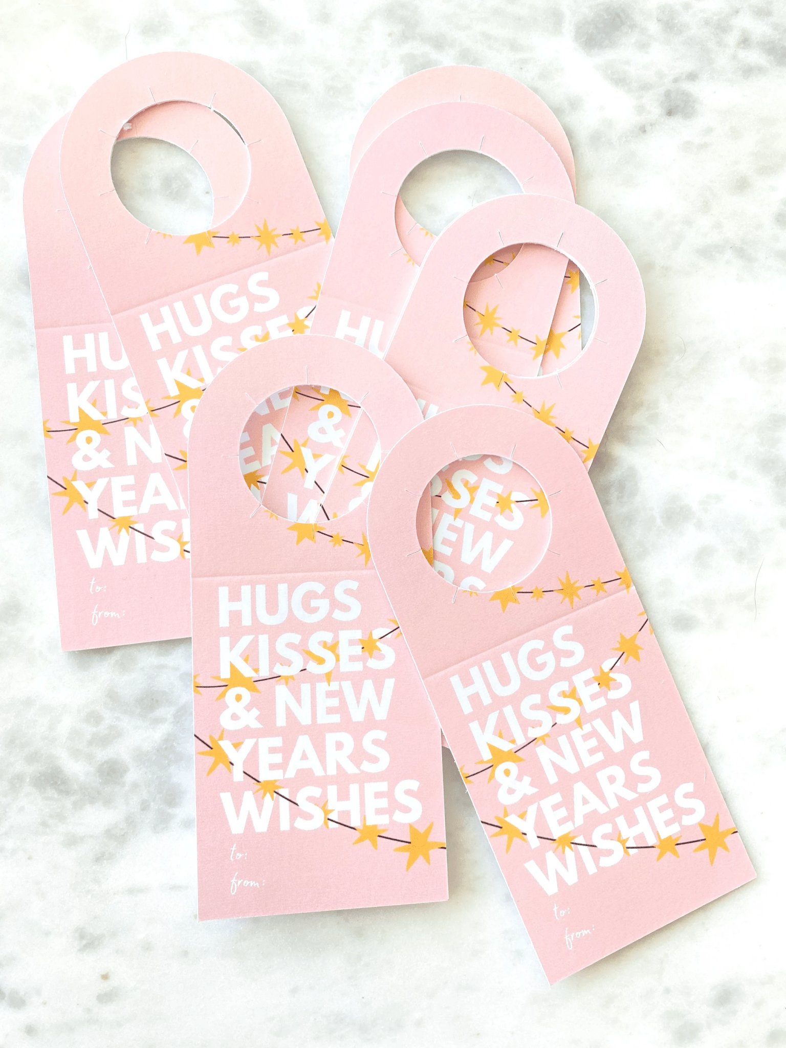 New Years Wishes Holiday Wine Bottle Gift Tag by Five Dot Post
