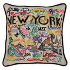 New York City Hand - Embroidered Pillow Pillows La Vie Bien New York City Hand - Embroidered Pillow