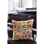 New York City Hand - Embroidered Pillow Pillows La Vie Bien New York City Hand - Embroidered Pillow