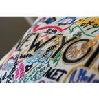 New York City Hand - Embroidered Pillow Pillows La Vie Bien New York City Hand - Embroidered Pillow