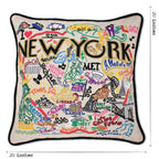 New York City Hand - Embroidered Pillow Pillows La Vie Bien New York City Hand - Embroidered Pillow