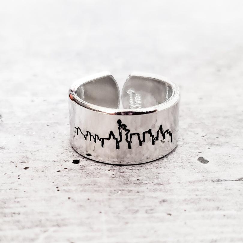 New York City Skyline Aluminum Open Ring Rings La Vie Bien New York City Skyline Aluminum Open Ring