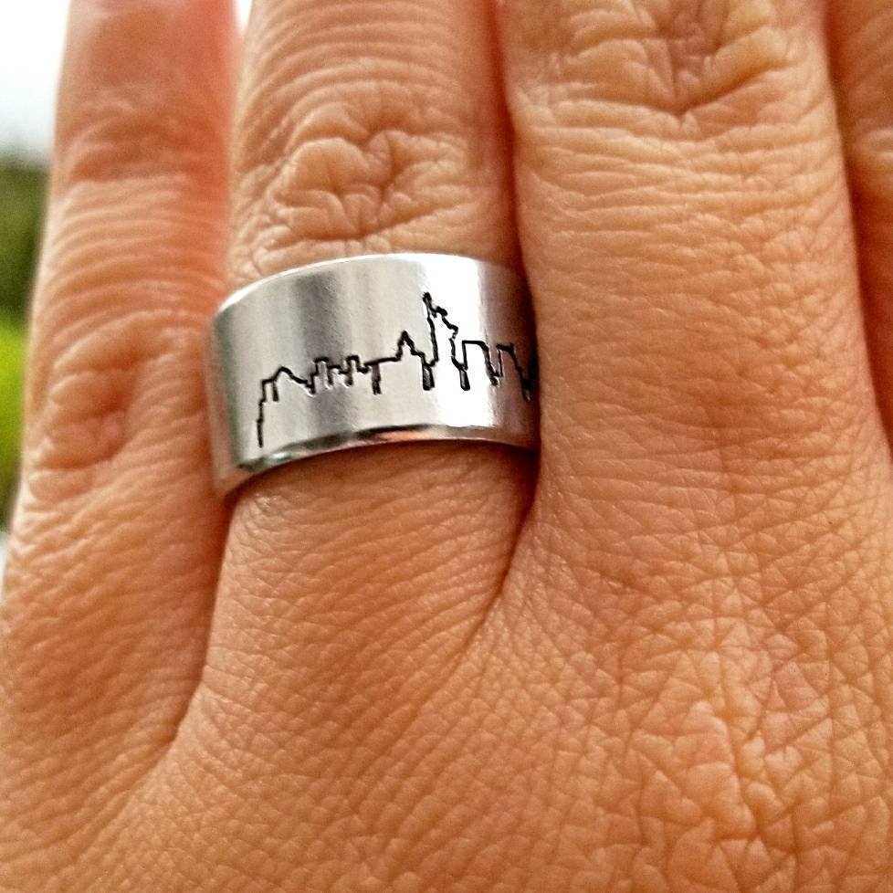 New York City Skyline Aluminum Open Ring Rings La Vie Bien New York City Skyline Aluminum Open Ring