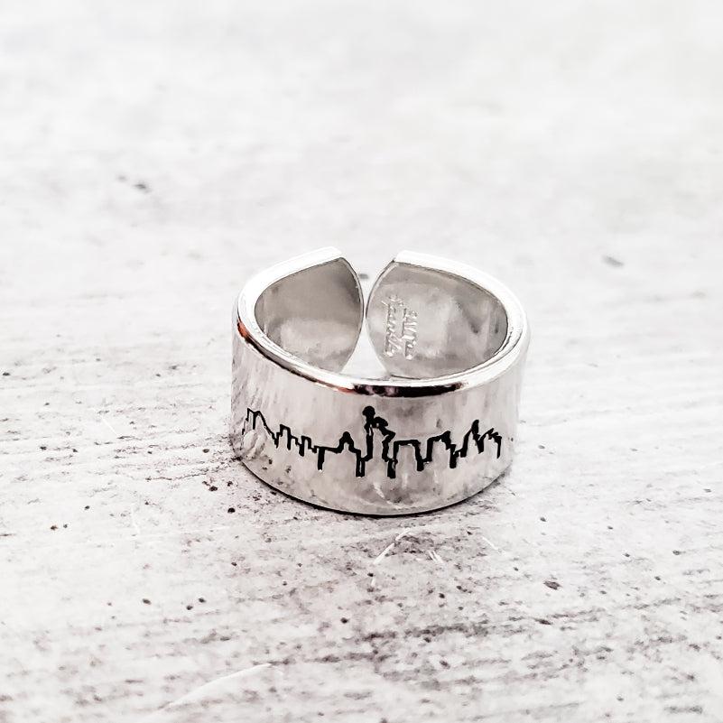 New York City Skyline Aluminum Open Ring Rings La Vie Bien New York City Skyline Aluminum Open Ring