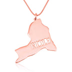 New York Map Necklace With Name