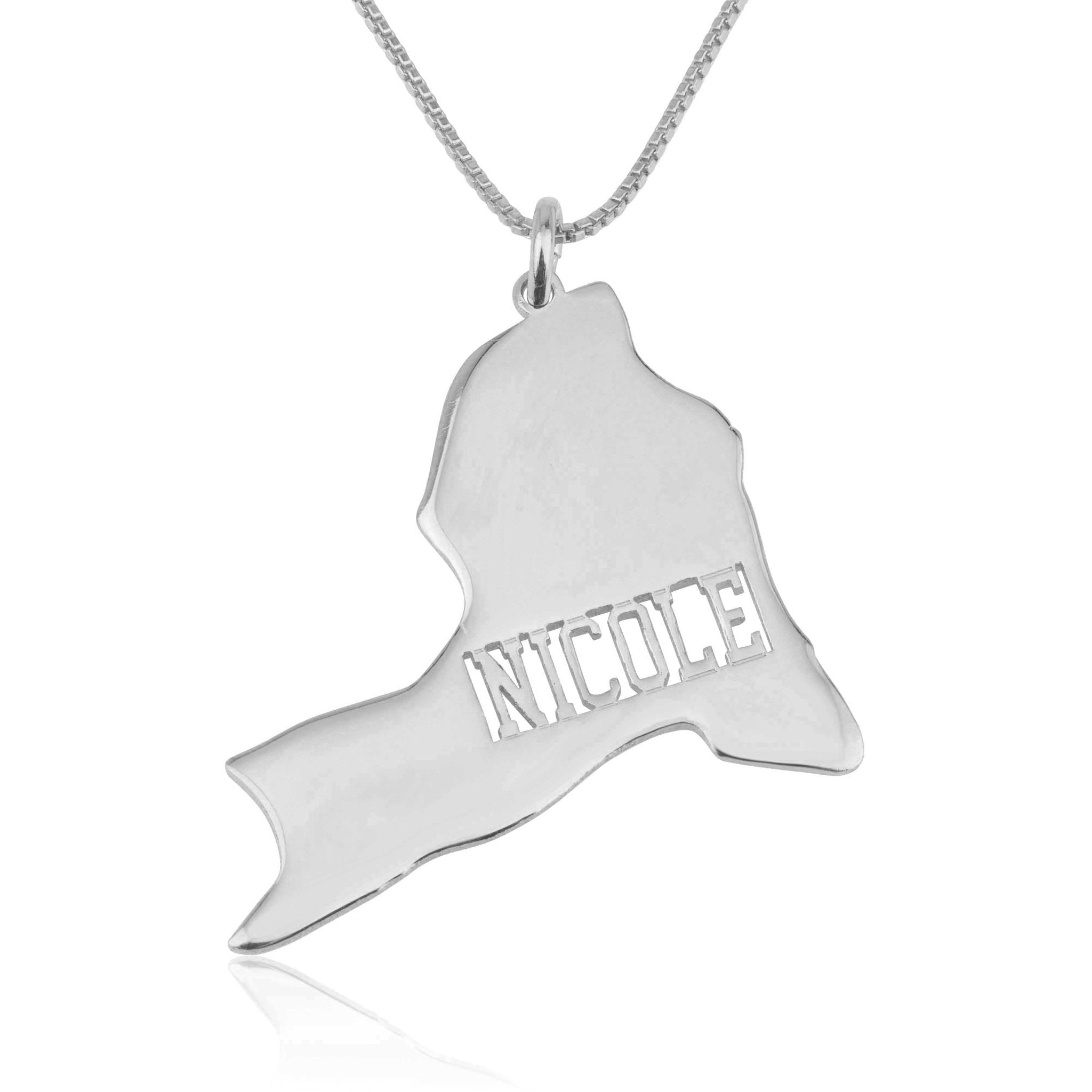New York Map Necklace With Name La Vie Bien New York Map Necklace With Name