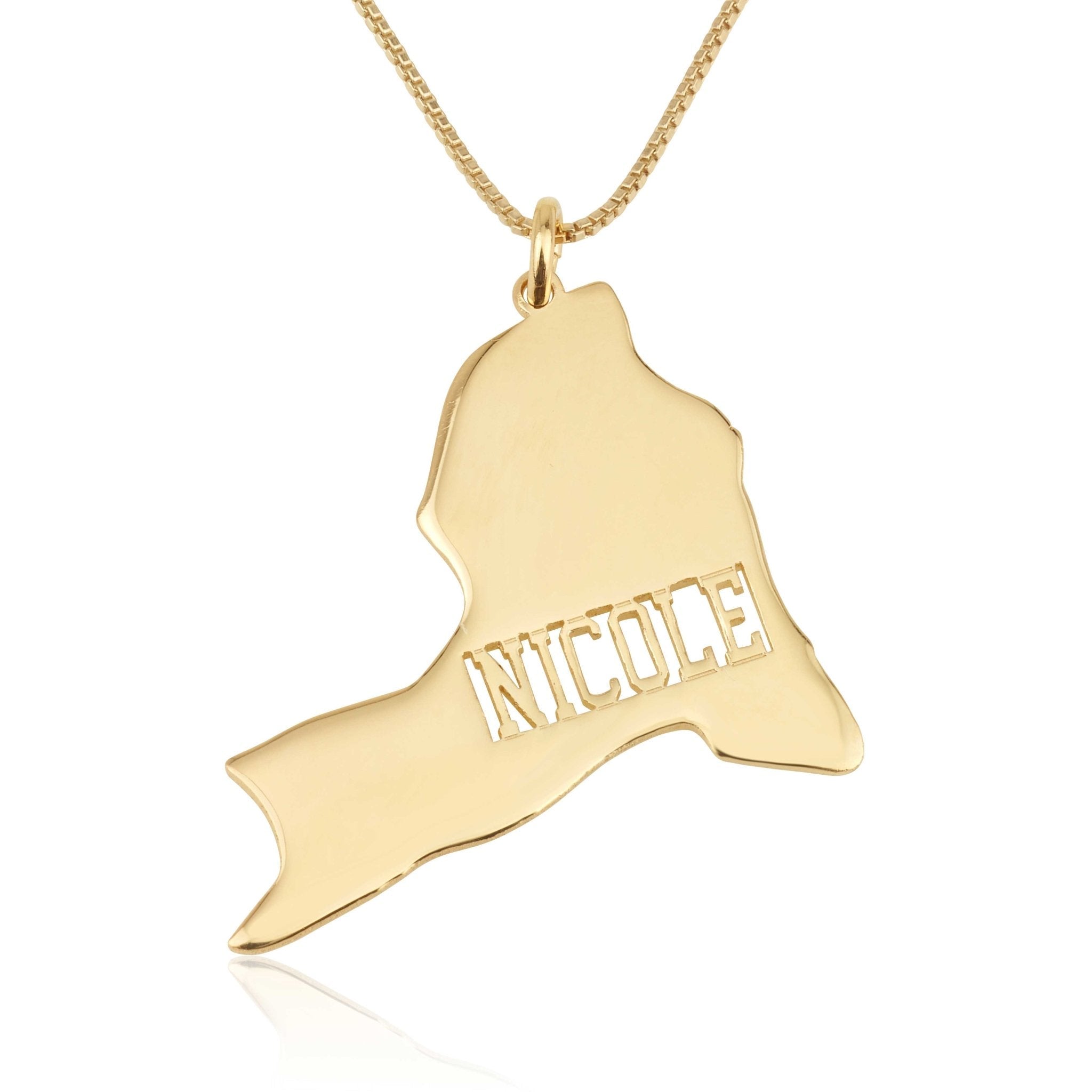 New York Map Necklace With Name La Vie Bien New York Map Necklace With Name