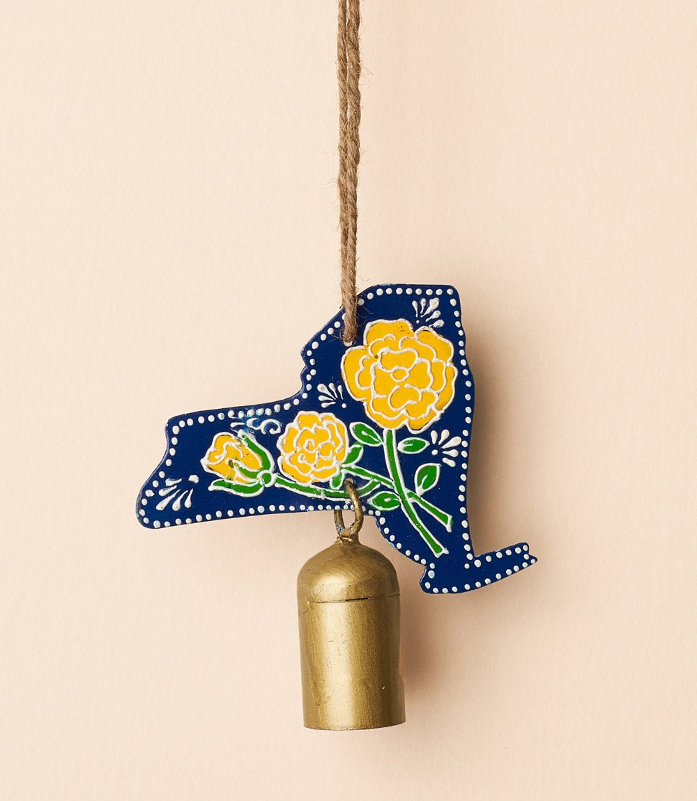 New York State Rose Wind Chime - Hand - painted State Flower