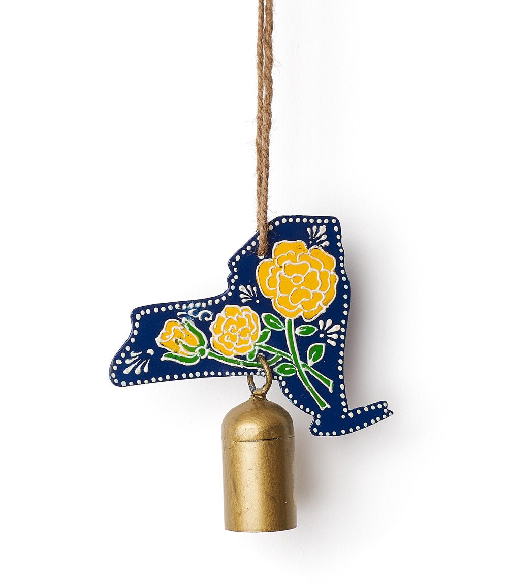 New York State Rose Wind Chime - Hand - painted State Flower