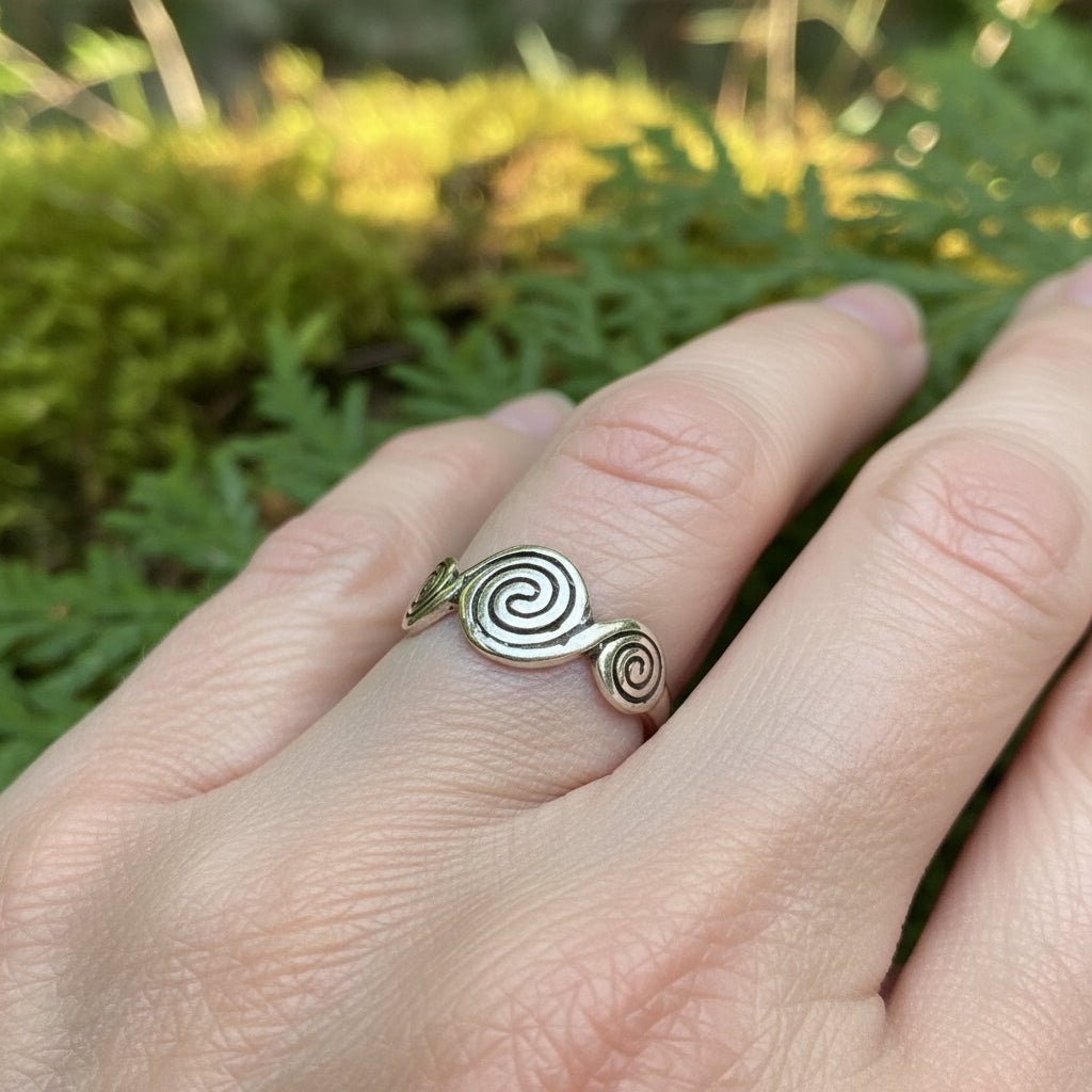 Newgrange Triple Spiral Ring in Sterling Silver Ring La Vie Bien Newgrange Triple Spiral Ring in Sterling Silver