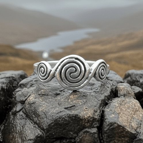 Newgrange Triple Spiral Ring in Sterling Silver Ring La Vie Bien Newgrange Triple Spiral Ring in Sterling Silver