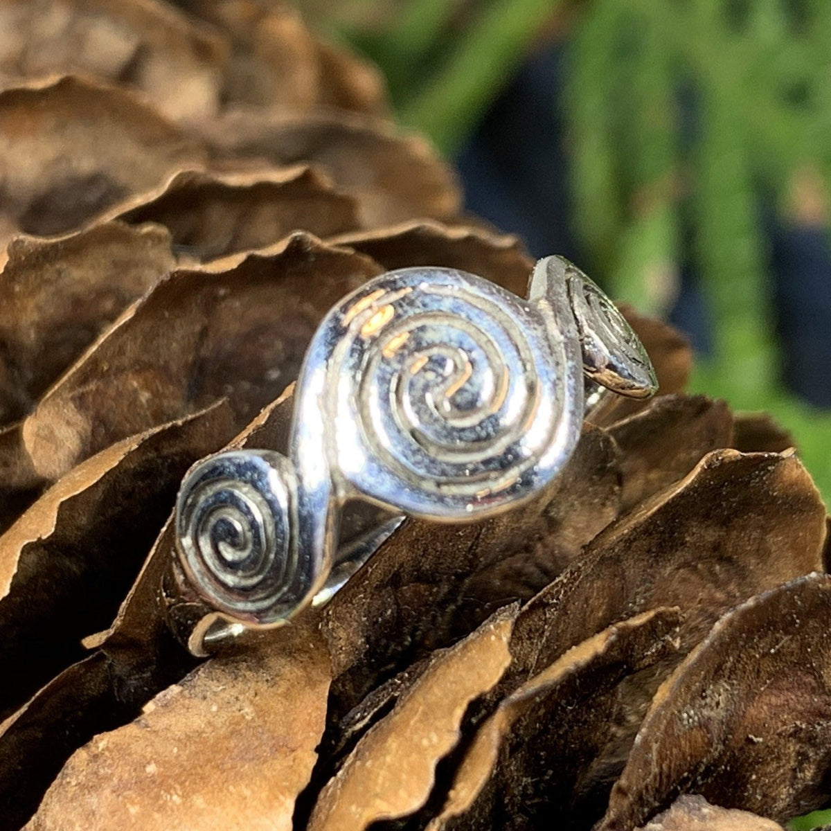 Newgrange Triple Spiral Ring in Sterling Silver Ring La Vie Bien Newgrange Triple Spiral Ring in Sterling Silver