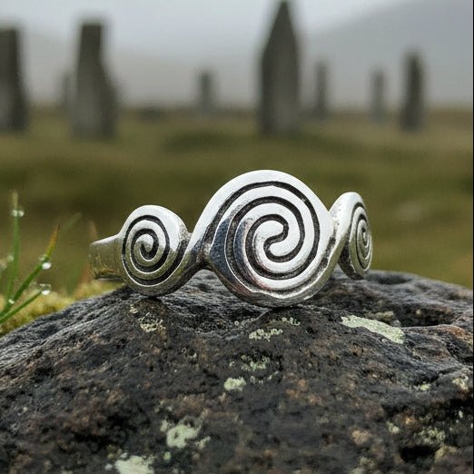 Newgrange Triple Spiral Ring in Sterling Silver Ring La Vie Bien Newgrange Triple Spiral Ring in Sterling Silver