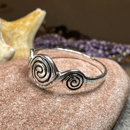Newgrange Triple Spiral Ring in Sterling Silver Ring La Vie Bien Newgrange Triple Spiral Ring in Sterling Silver
