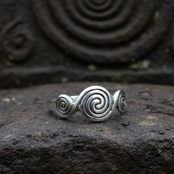 Newgrange Triple Spiral Ring in Sterling Silver Ring La Vie Bien Newgrange Triple Spiral Ring in Sterling Silver