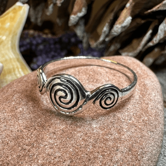 Newgrange Triple Spiral Ring in Sterling Silver Ring La Vie Bien Newgrange Triple Spiral Ring in Sterling Silver