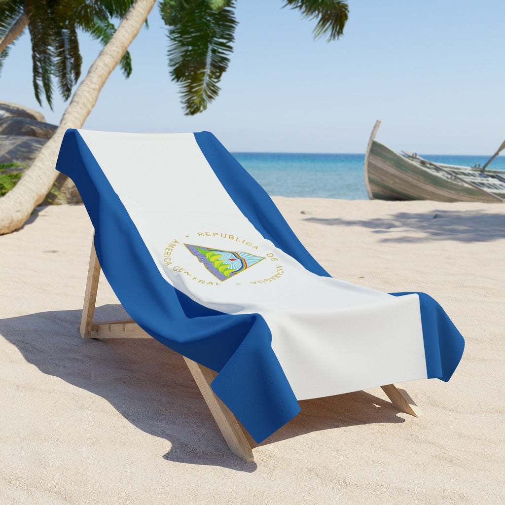 Nicaragua Flag Beach Towel Beach Towel (Generic Brand) La Vie Bien Nicaragua Flag Beach Towel
