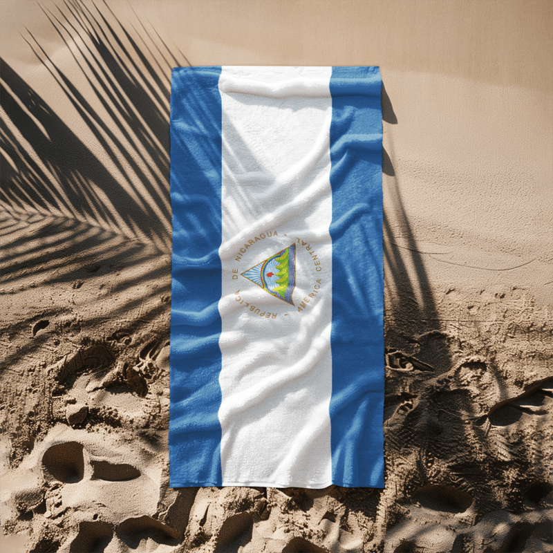 Nicaragua Flag Beach Towel Beach Towel (Generic Brand) La Vie Bien Nicaragua Flag Beach Towel