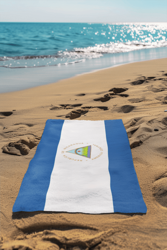 Nicaragua Flag Beach Towel Beach Towel (Generic Brand) La Vie Bien Nicaragua Flag Beach Towel