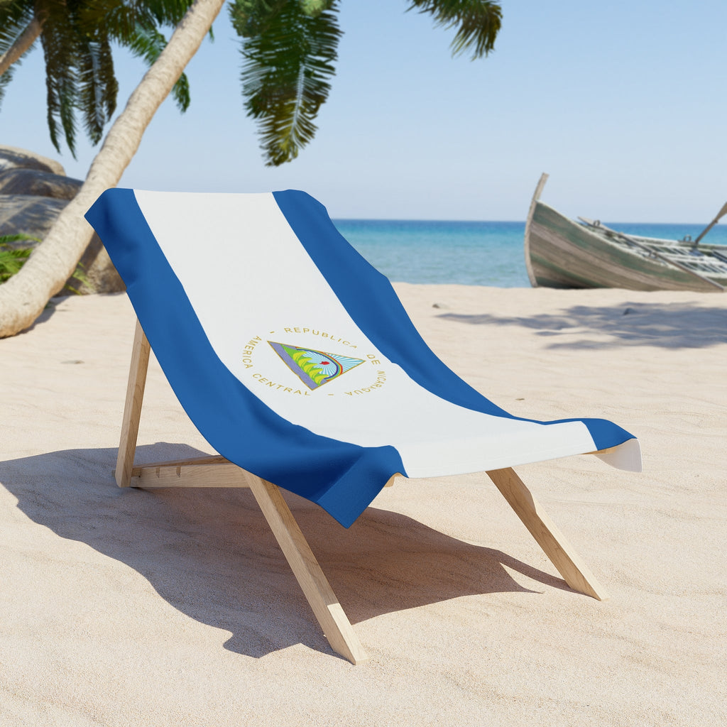 Nicaragua Flag Beach Towel Beach Towel (Generic Brand) La Vie Bien Nicaragua Flag Beach Towel