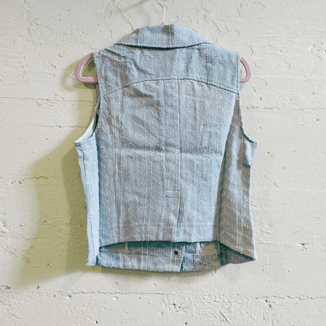 Nice Patches, Babe! Denim Vest Jacket with Zipper and Embroidered Patches [Sizes SM - XL]