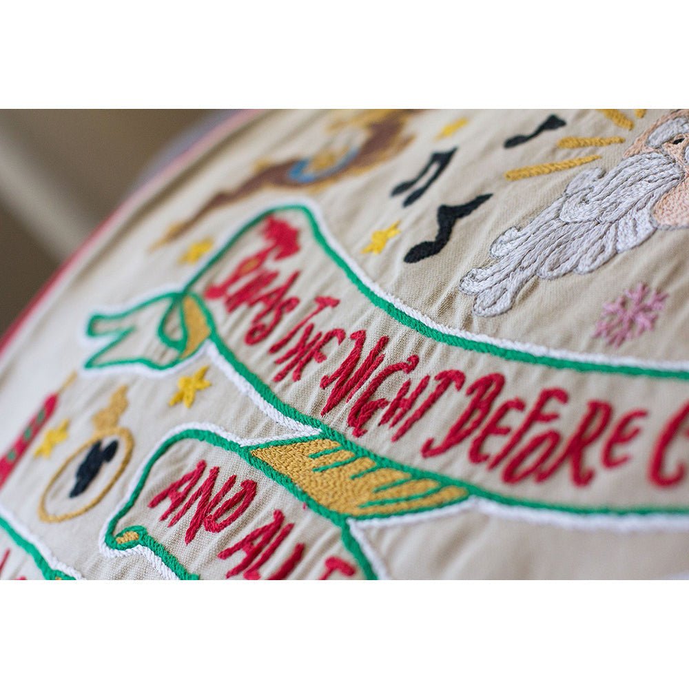 Night Before Christmas Hand - Embroidered Pillow Pillows La Vie Bien Night Before Christmas Hand - Embroidered Pillow