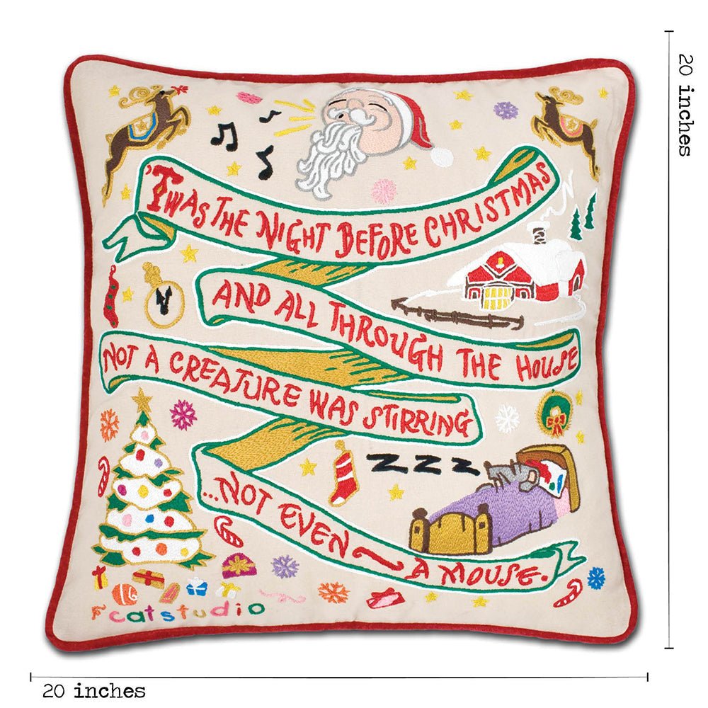 Night Before Christmas Hand - Embroidered Pillow Pillows La Vie Bien Night Before Christmas Hand - Embroidered Pillow