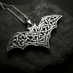 Nighthawk Celtic Bat Necklace in Sterling Silver Pendant La Vie Bien Nighthawk Celtic Bat Necklace in Sterling Silver