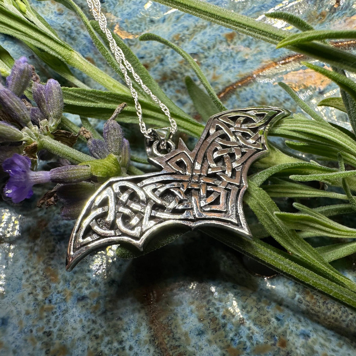 Nighthawk Celtic Bat Necklace in Sterling Silver Pendant La Vie Bien Nighthawk Celtic Bat Necklace in Sterling Silver