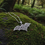 Nighthawk Celtic Bat Necklace in Sterling Silver Pendant La Vie Bien Nighthawk Celtic Bat Necklace in Sterling Silver