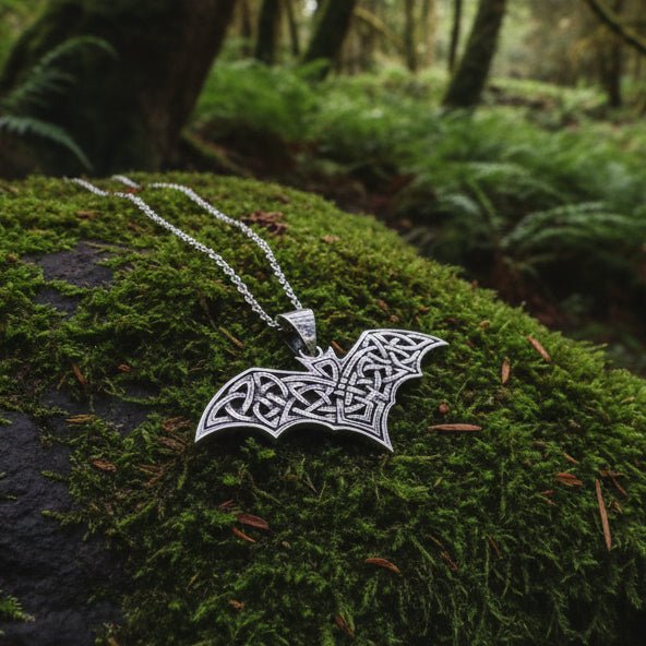 Nighthawk Celtic Bat Necklace in Sterling Silver Pendant La Vie Bien Nighthawk Celtic Bat Necklace in Sterling Silver