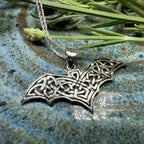Nighthawk Celtic Bat Necklace in Sterling Silver Pendant La Vie Bien Nighthawk Celtic Bat Necklace in Sterling Silver