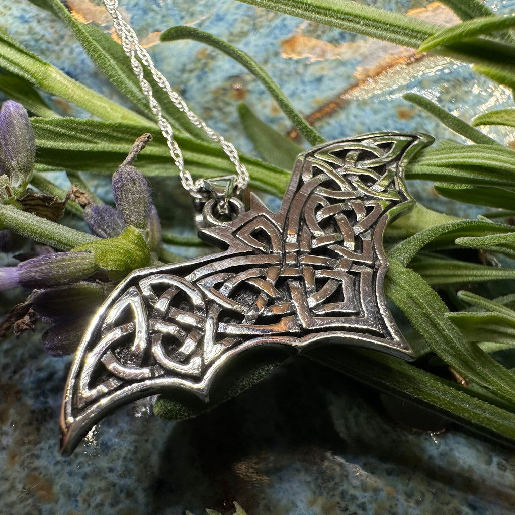 Nighthawk Celtic Bat Necklace in Sterling Silver Pendant La Vie Bien Nighthawk Celtic Bat Necklace in Sterling Silver