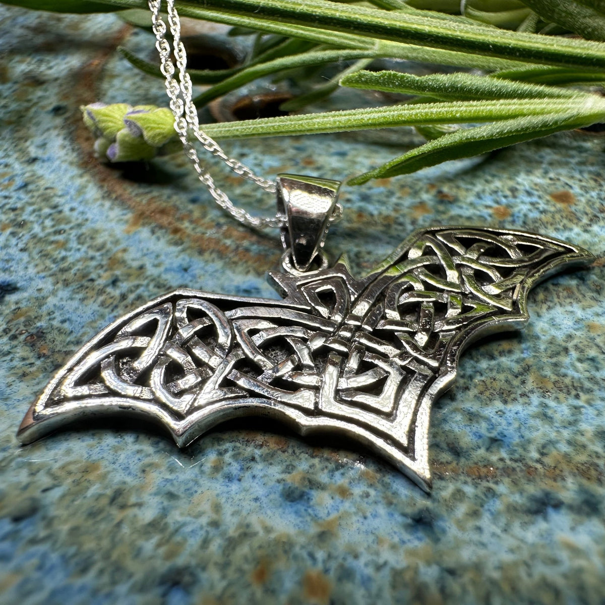 Nighthawk Celtic Bat Necklace in Sterling Silver Pendant La Vie Bien Nighthawk Celtic Bat Necklace in Sterling Silver
