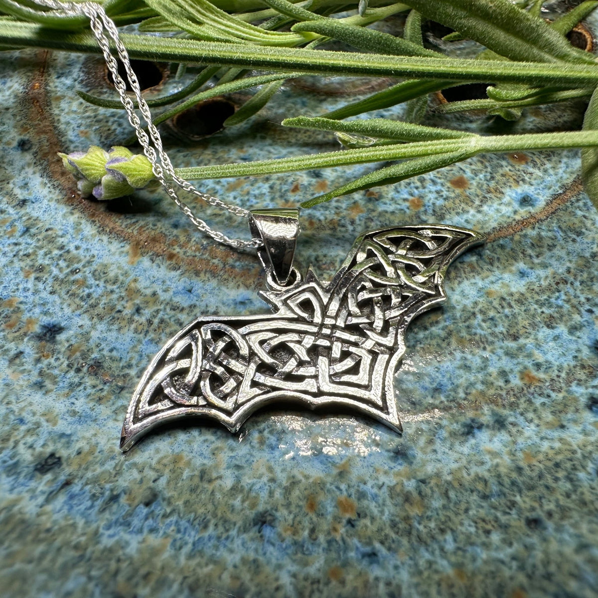 Nighthawk Celtic Bat Necklace in Sterling Silver Pendant La Vie Bien Nighthawk Celtic Bat Necklace in Sterling Silver