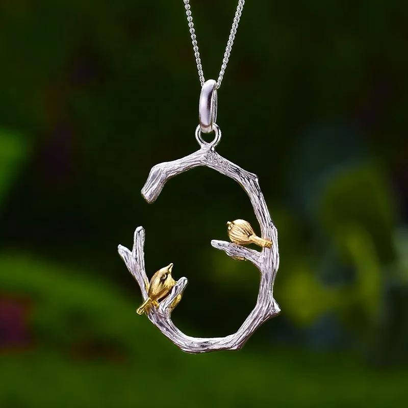 Nightingales on Branch Necklace Necklaces La Vie Bien Nightingales on Branch Necklace