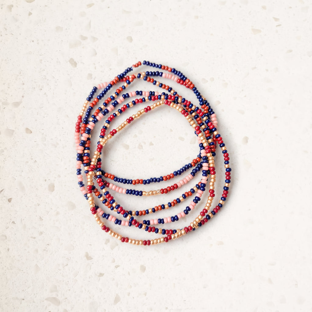 Sangria Seed Bead Bracelets - Set of 6