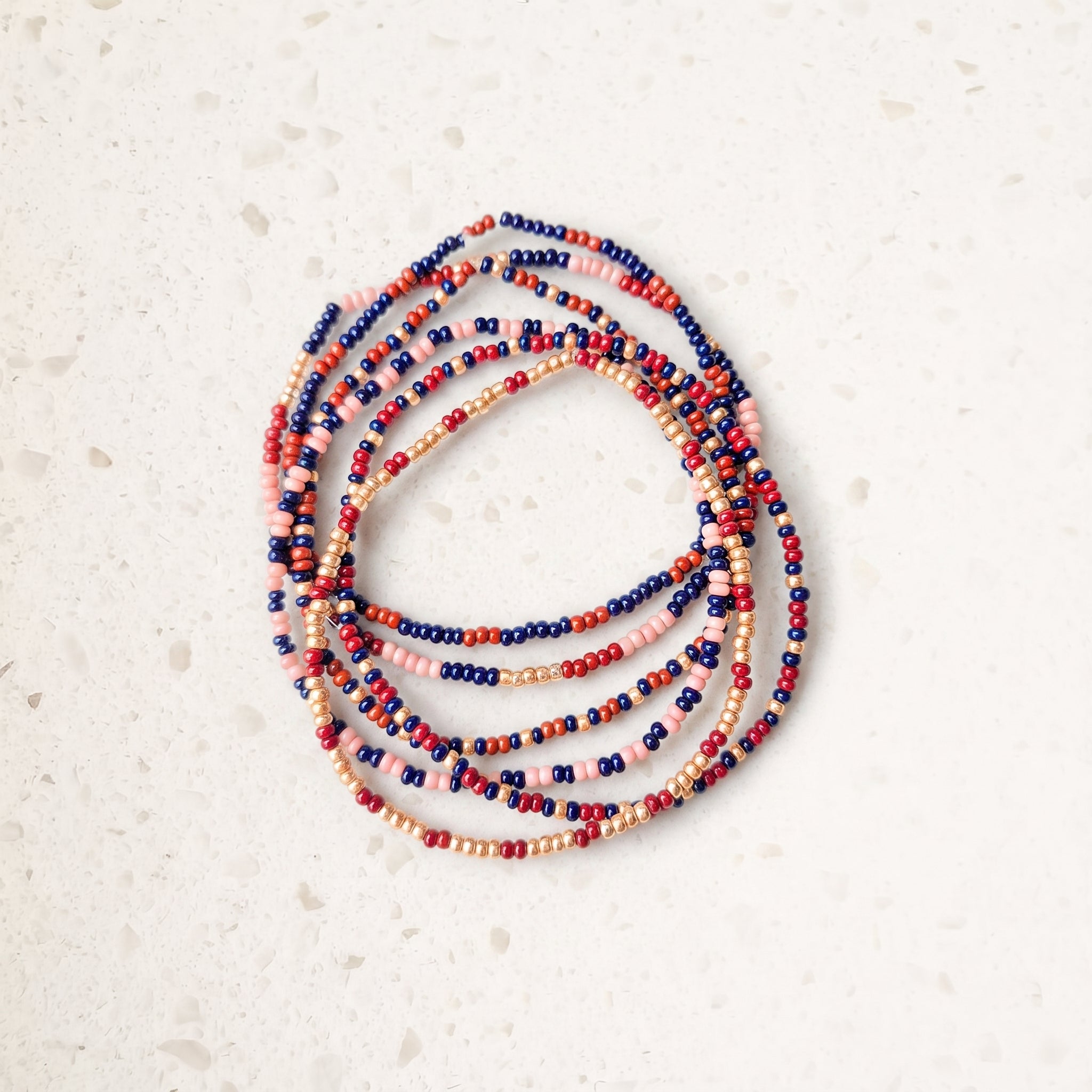 Sangria Seed Bead Bracelets - Set of 6
