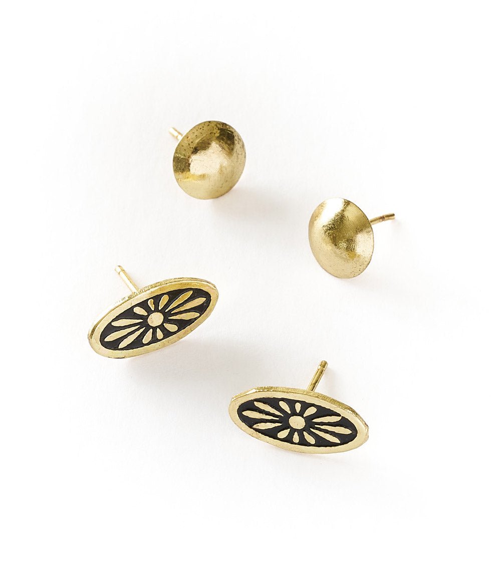 Nisha Ball and Oval Stud Earrings HME stock line La Vie Bien Nisha Ball and Oval Stud Earrings