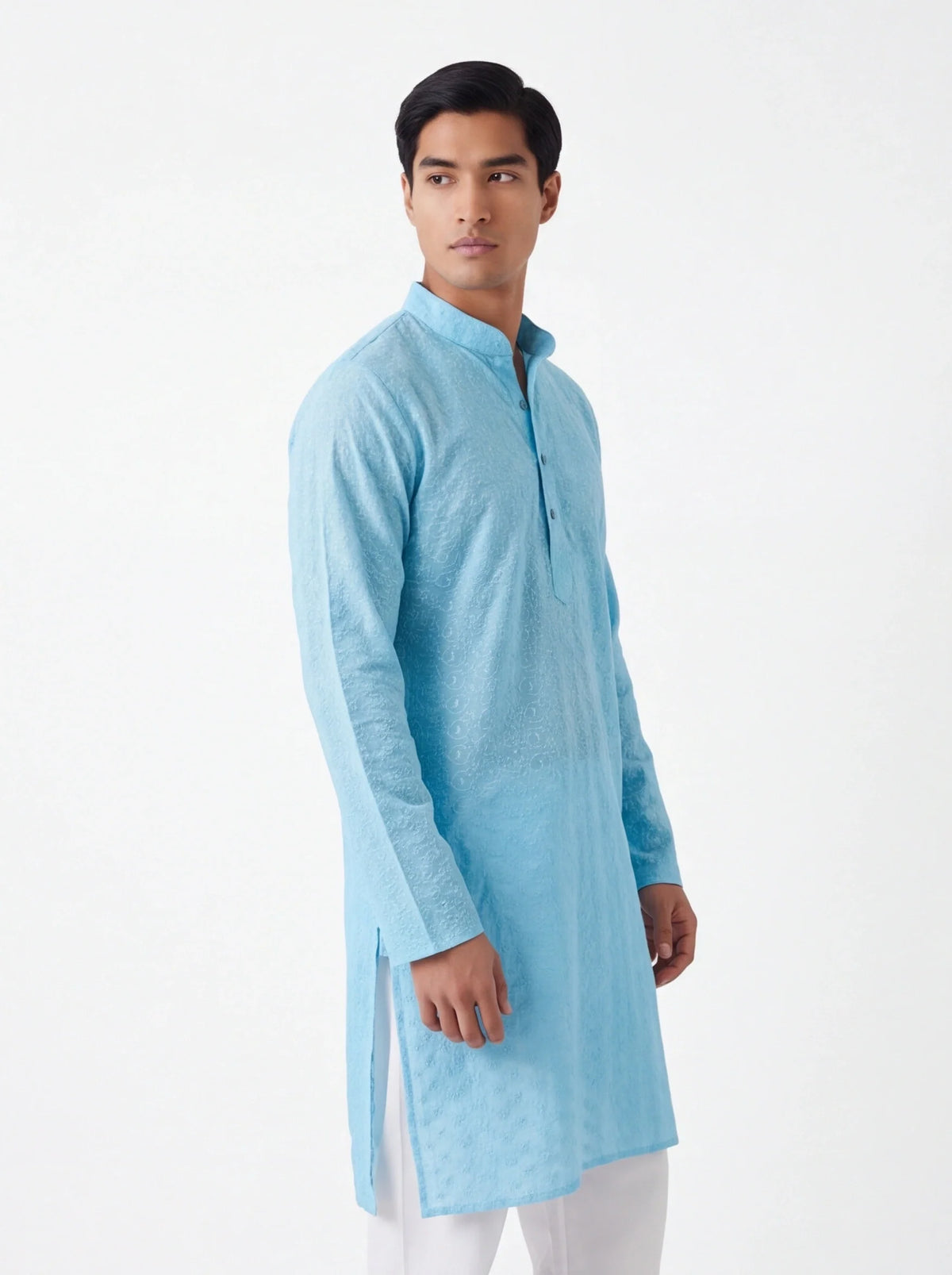 2084 - Light blue Kurta with white pajama