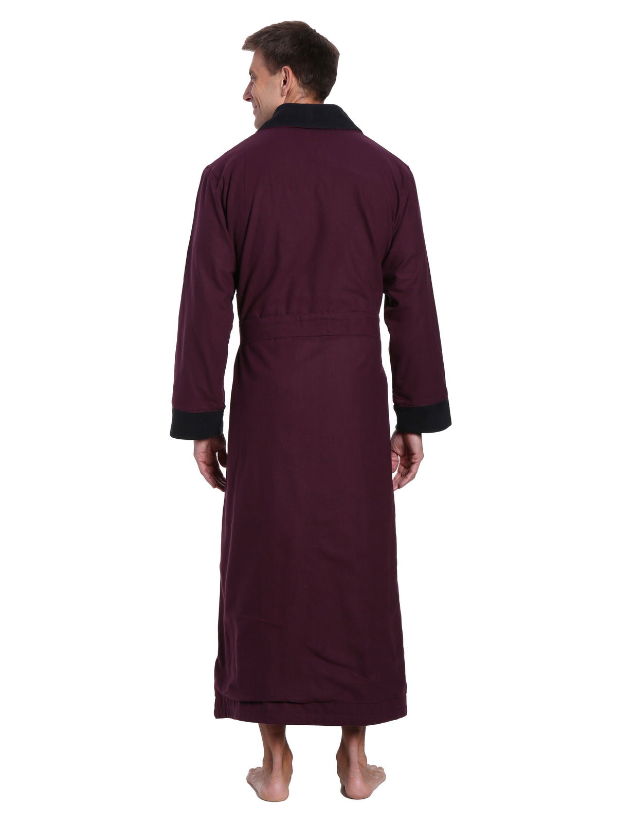Men's Premium 100% Cotton Flannel Fleece Lined Robe